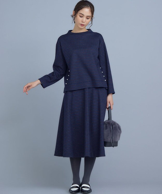 組曲 S 【2SET・WEB限定】ウール混ジャージー セットアップ ネイビーチェック系3