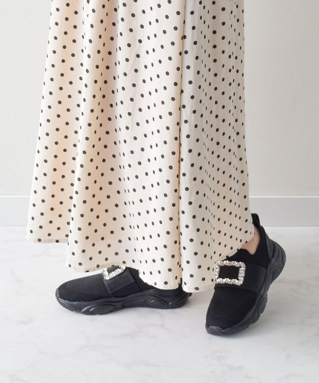 Bridget Birkin 【Bridget Birkin】ビジューバックルニットスニーカー ブラック雑材