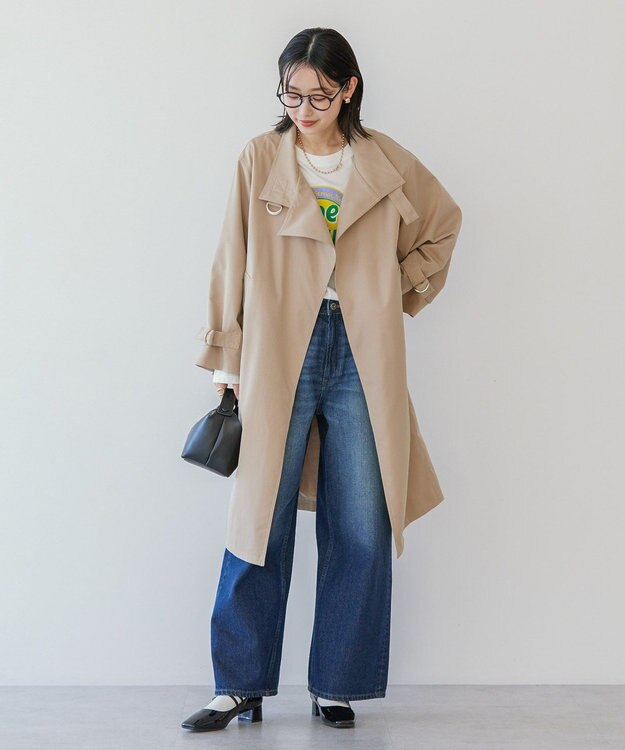 AMERICAN HOLIC スタンドカラーニュアンスロングコート Beige