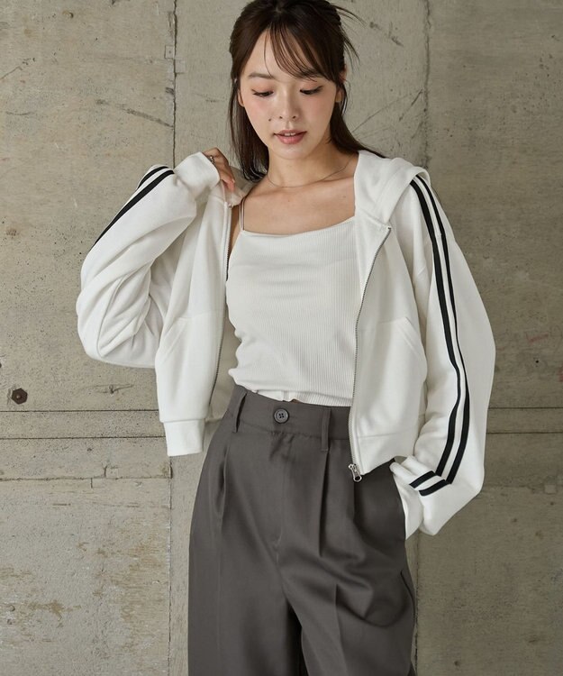 WEGO ショートジップパーカー ホワイトその他