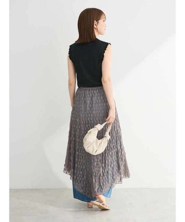 Green Parks ・ＥＬＥＮＣＡＲＥ　ＤＵＥ　レースアシンメトリースカート Charcoal Gray
