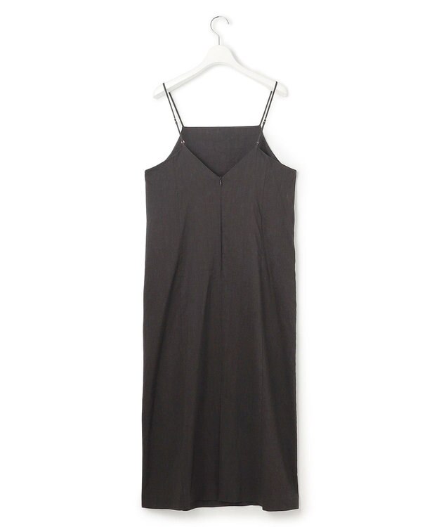 23区 【洗える】リネンレーヨンストレッチ  Iライン キャミソール ワンピース ダークブラウン系