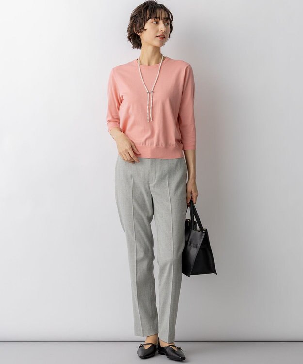 23区 L 【先行予約】プレミアムビオコットン クルーネック ニット ピンク系