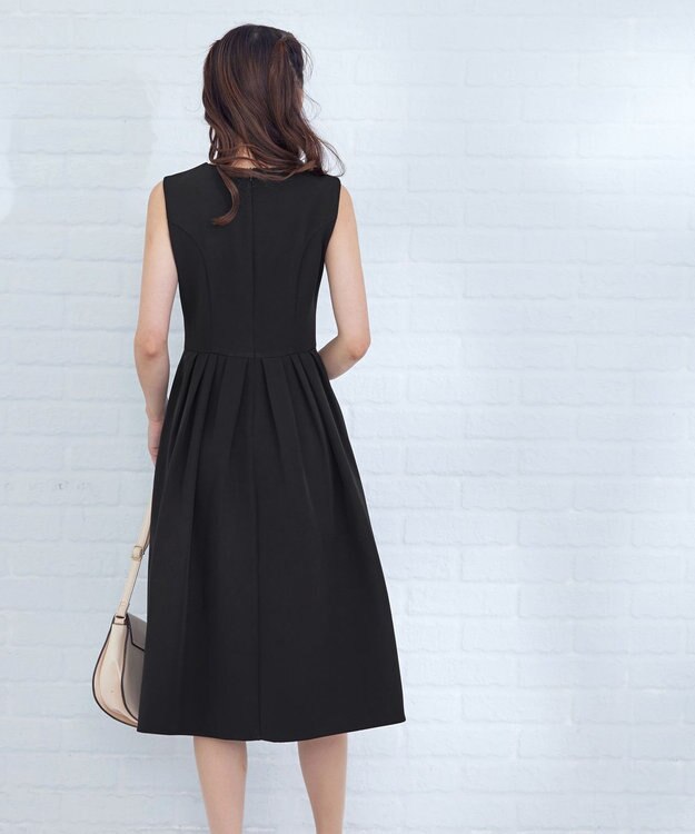 Tiaclasse 【洗える】タックフレアワンピース ブラック