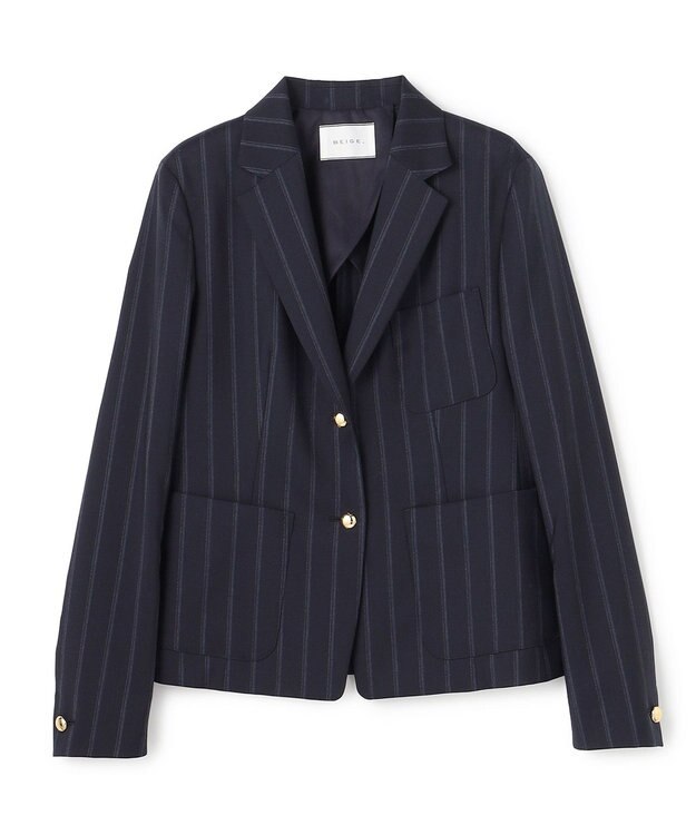 BEIGE， 【セットアップ対応】GEORGE / ウールストライプ テーラードジャケット Navy Stripes