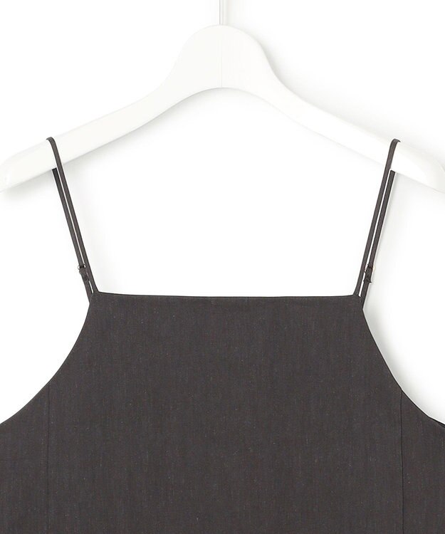 23区 【洗える】リネンレーヨンストレッチ  Iライン キャミソール ワンピース ダークブラウン系