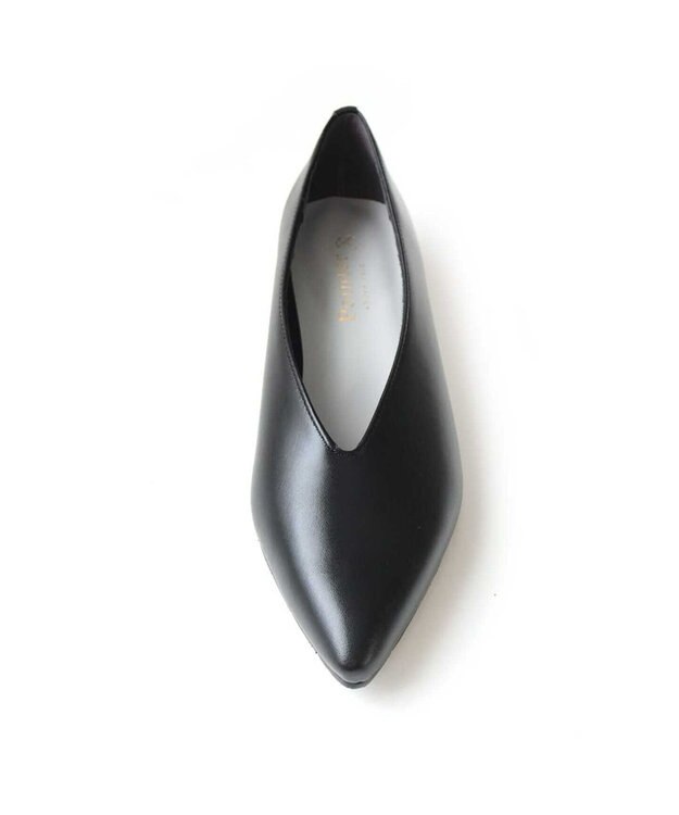 Pointer 日本製 本革 生活防水機能付きVカットパンプス ブラック