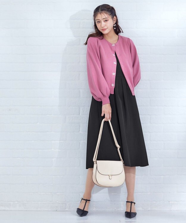 Tiaclasse 【洗える】タックフレアワンピース ブラック