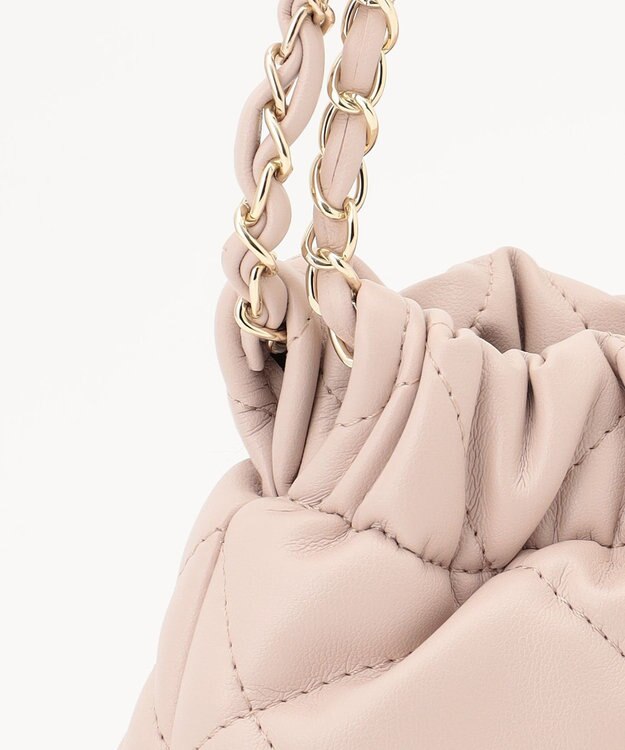 Feroux キルティング＆エコファー チェーンバッグ ピンク系