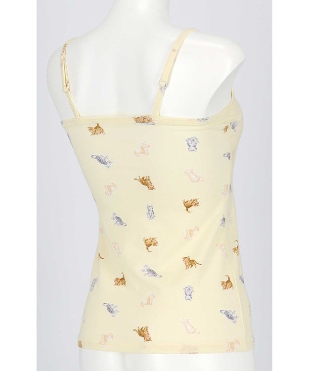 une nana cool 猫プリント カップ付きキャミソール WH