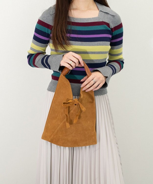 INTER-CHAUSSURES 【ANDREA CARDONE】スモールサイズスエードバッグ ライトブラウンスウェード