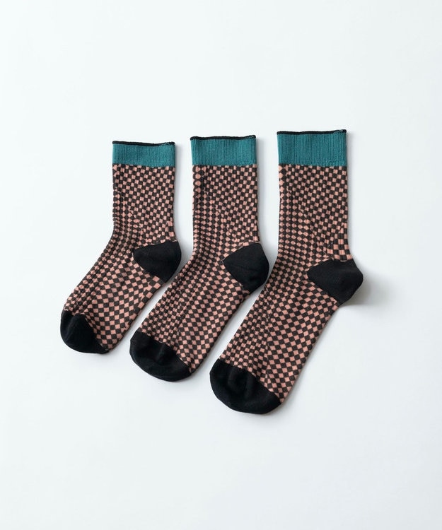 TRICOTE CHACKERD LINK SOCKS／チェッカードリンクソックス 72PINK