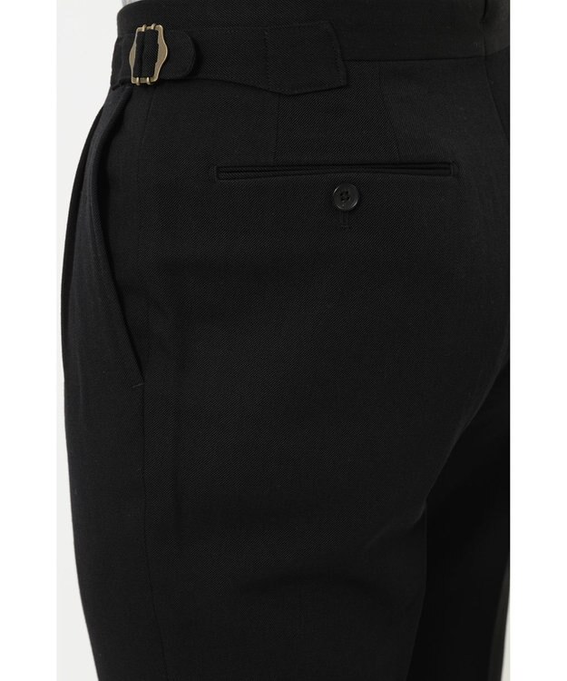 DAKS ツータックサイドベルトウールパンツ ブラック