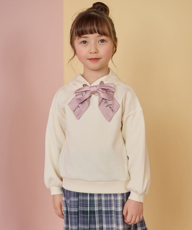 ANY KIDS フード付き ダンボール トレーナー エクリュ