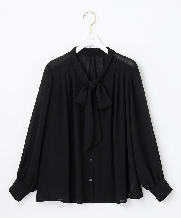 ANY SIS 【美人百花11月号掲載】シャドーチェックボウタイ ブラウス ブラック