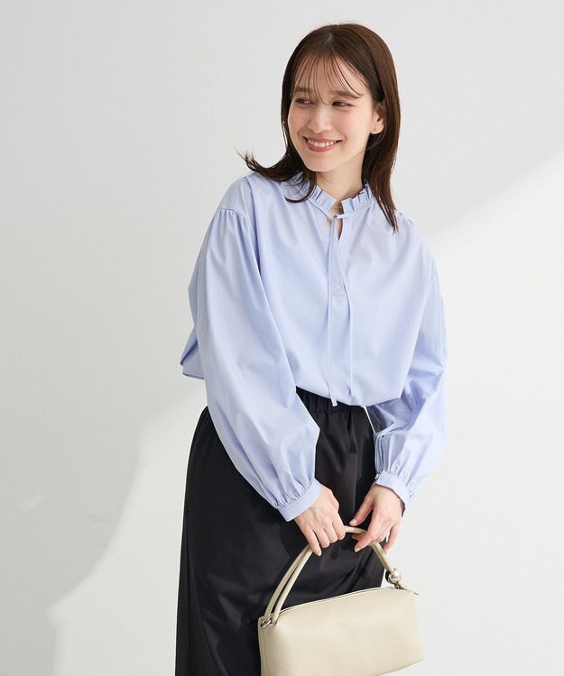 Green Parks ２ｗａｙフリルハイネックブラウス Sax