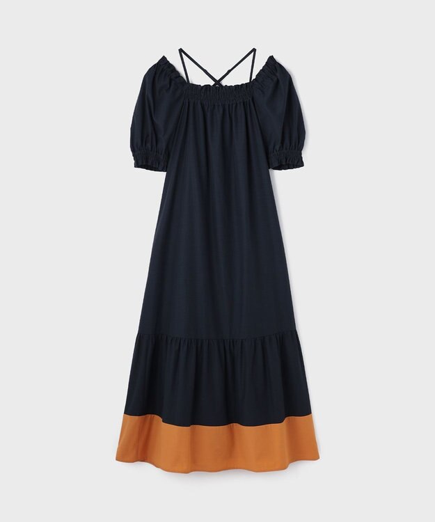 GRACE CONTINENTAL ギャザーロングワンピース ネイビー