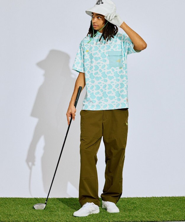 PW CIRCULUS 【撥水加工/ストレッチ】サイドストライプ ワイドパンツ ゴルフ カーキ系