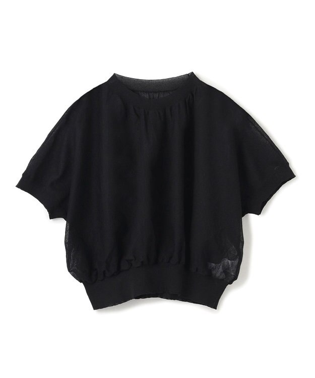 BEIGE， 【洗える・Oggi 7月号掲載】LUPINUS / リネン混半袖プルオーバーギャザーニット Black