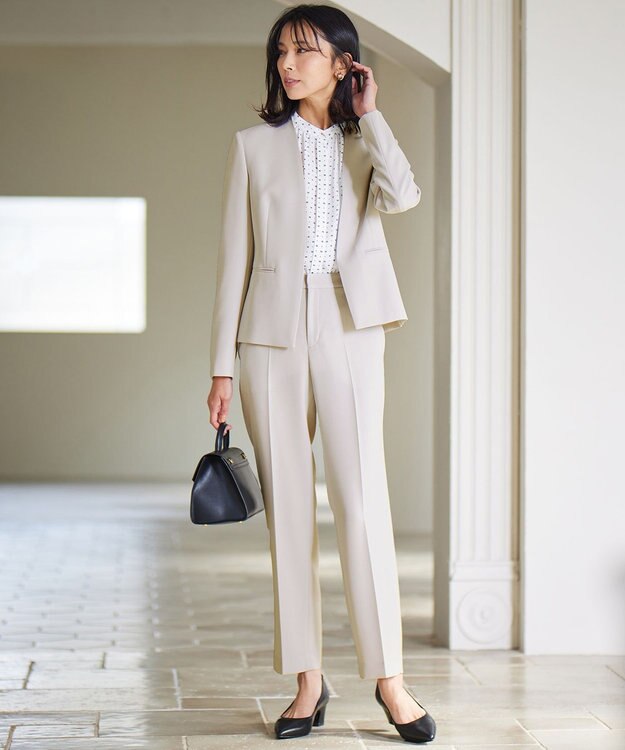 23区 S スクエアドット プリント ブラウス アイボリープリント