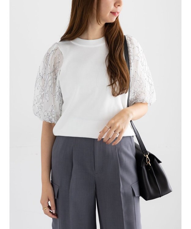 Te chichi レースバルーンスリーブニット オフホワイト