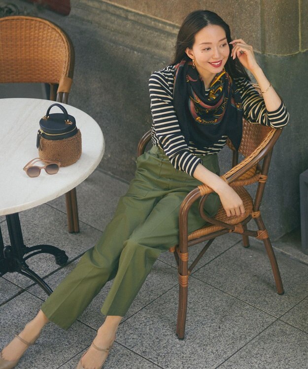 23区 【洗える】Armor-lux スムース ボーダー カットソー ブラック×ベージュボーダー