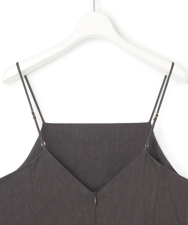 23区 【洗える】リネンレーヨンストレッチ  Iライン キャミソール ワンピース ダークブラウン系