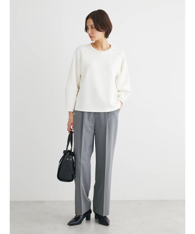 Green Parks パール付ポンチカットプルオーバー Off White