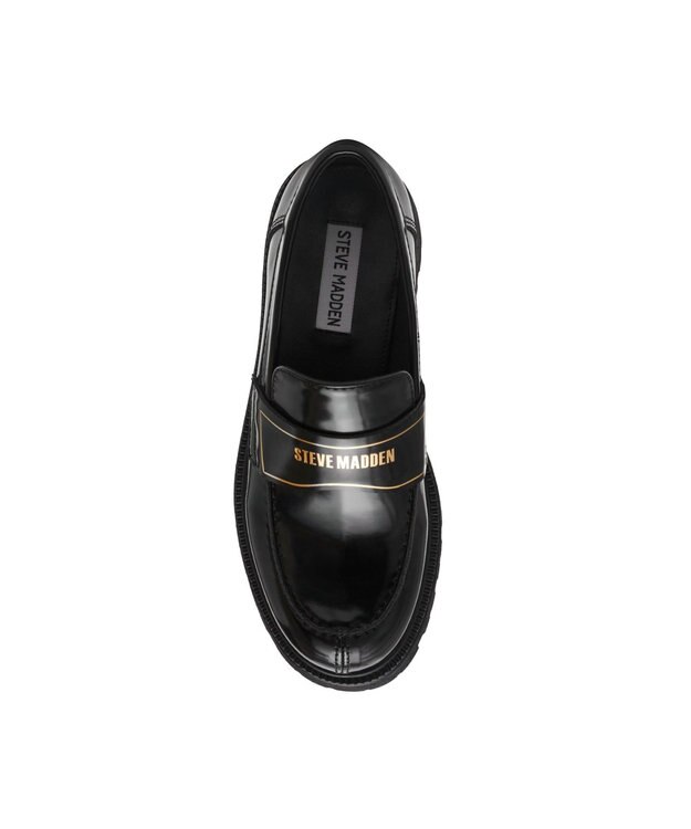 STEVE MADDEN FILE-AWAY ロゴベルト厚底ローファー ブラック