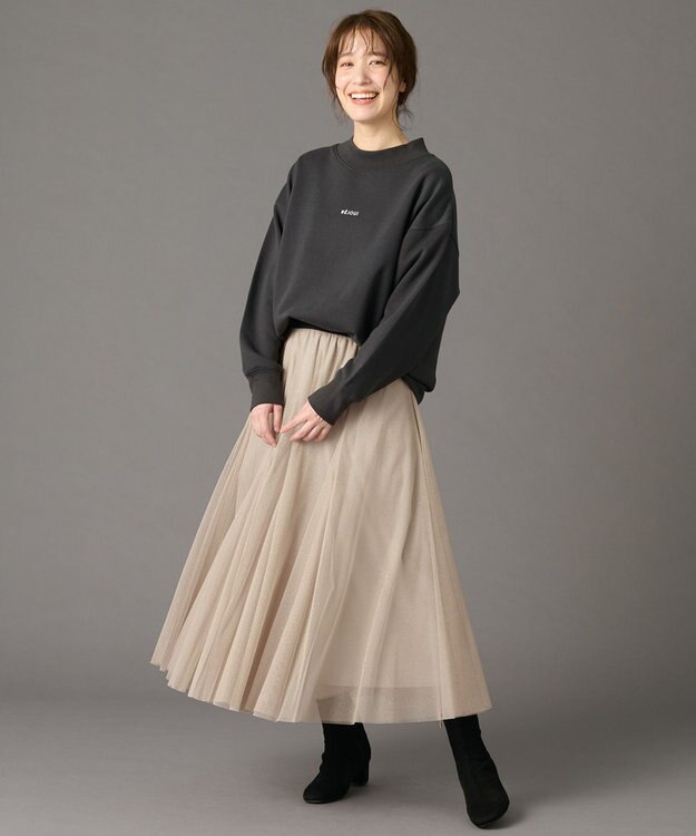 ANY 【ウエストゴム】ラメチュールキラキラスカート ゴールド