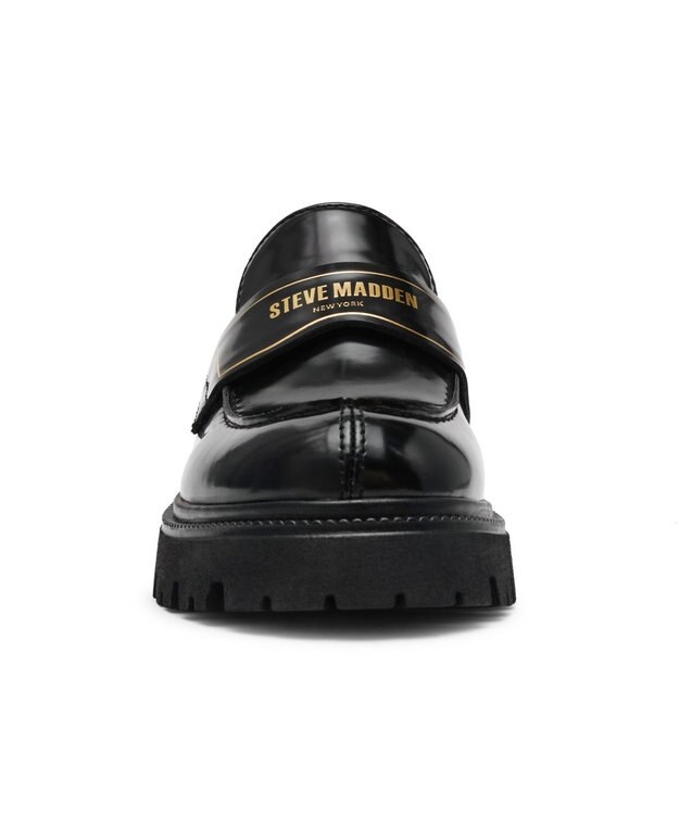 STEVE MADDEN FILE-AWAY ロゴベルト厚底ローファー ブラック