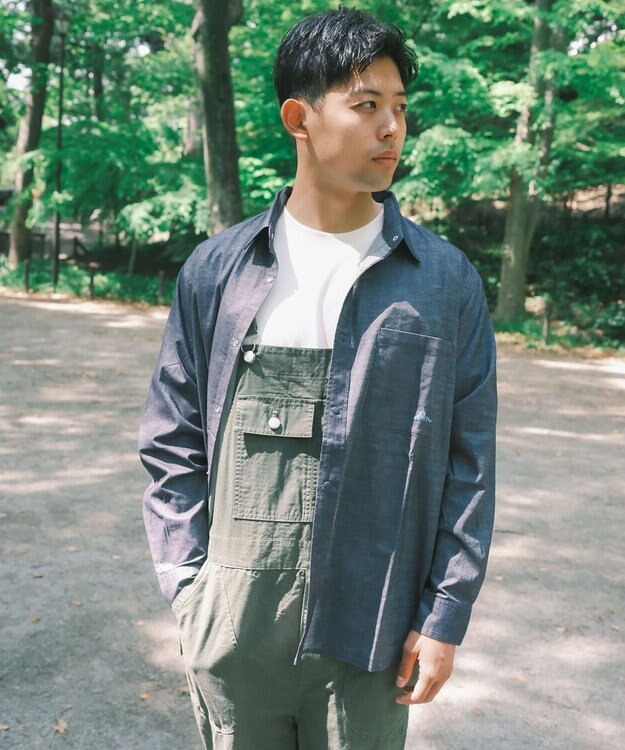 SHARE PARK MENS 【UVカット・撥水・ストレッチ】イージーデニムレギュラーカラーシャツ ネイビー系