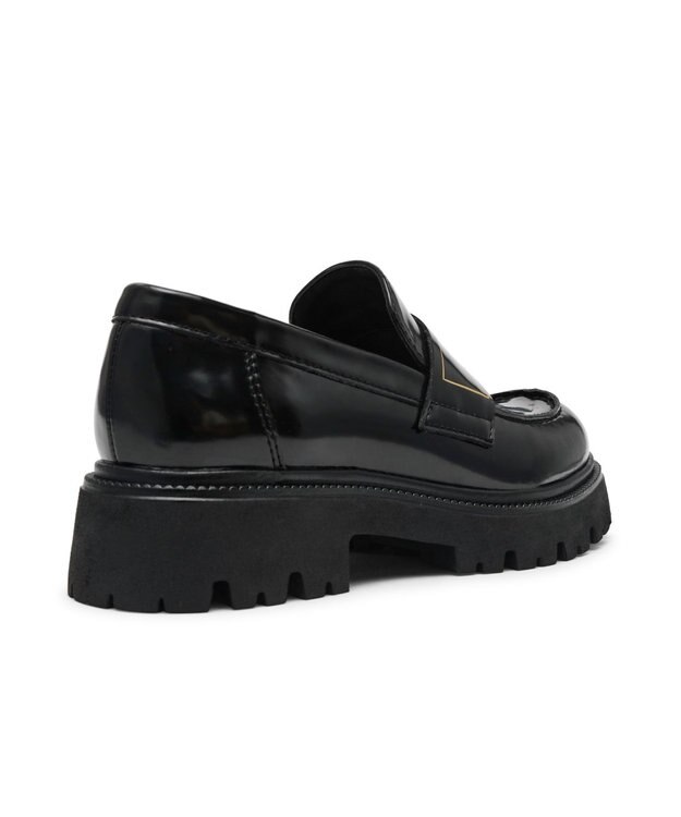 STEVE MADDEN FILE-AWAY ロゴベルト厚底ローファー ブラック