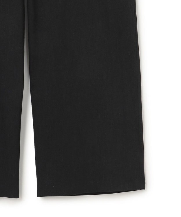 23区 【洗える】リネンレーヨンストレッチ ドロスト ワイド パンツ ブラック系