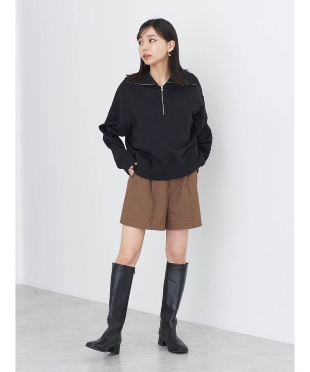 earth music&ecology ハーフＺＩＰスウェット Black