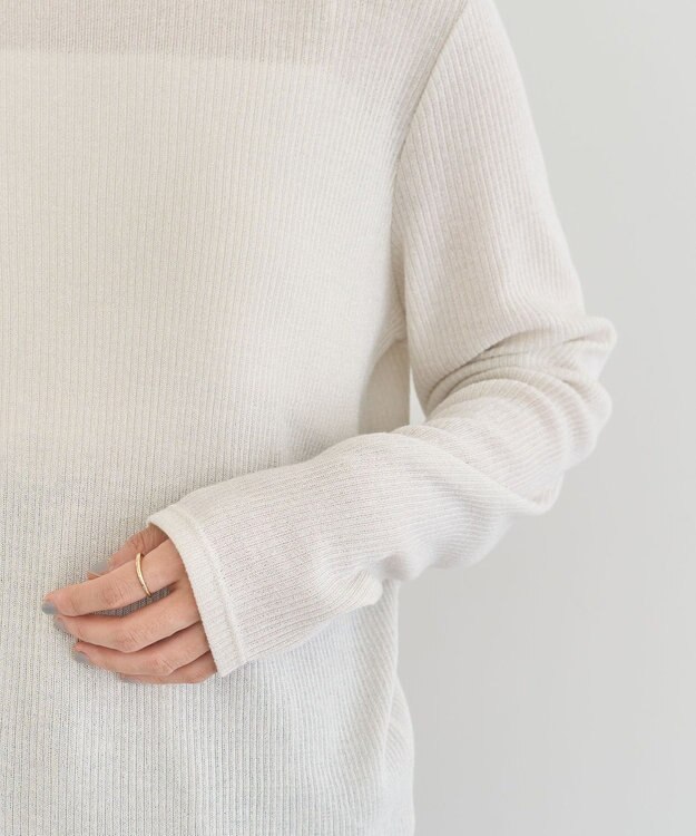 Green Parks ｉｎ　ラメリブハイネックプルオーバー Ecru