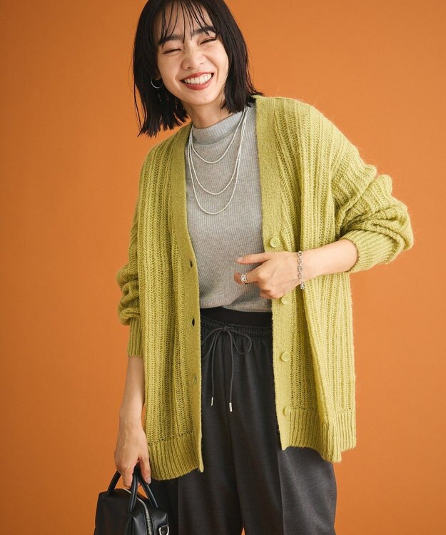 Green Parks ｉｎ　ラメリブハイネックプルオーバー Gray Mixture