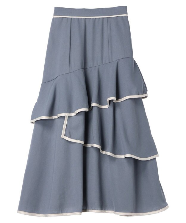 earth music&ecology パイピングフリルティアードスカート Gray