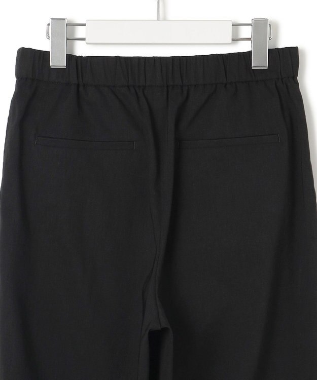 23区 L 【洗える】リネンレーヨンストレッチ ドロスト ワイド パンツ ブラック系