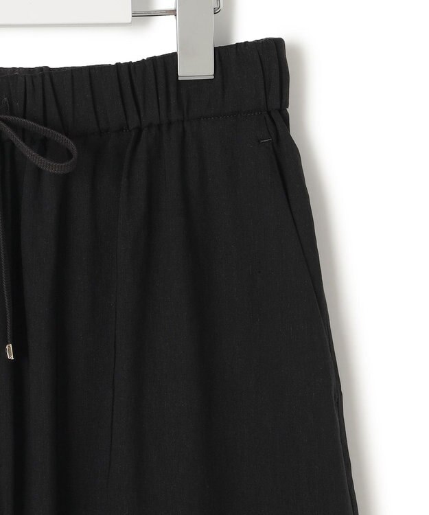 23区 【洗える】リネンレーヨンストレッチ ドロスト ワイド パンツ ブラック系