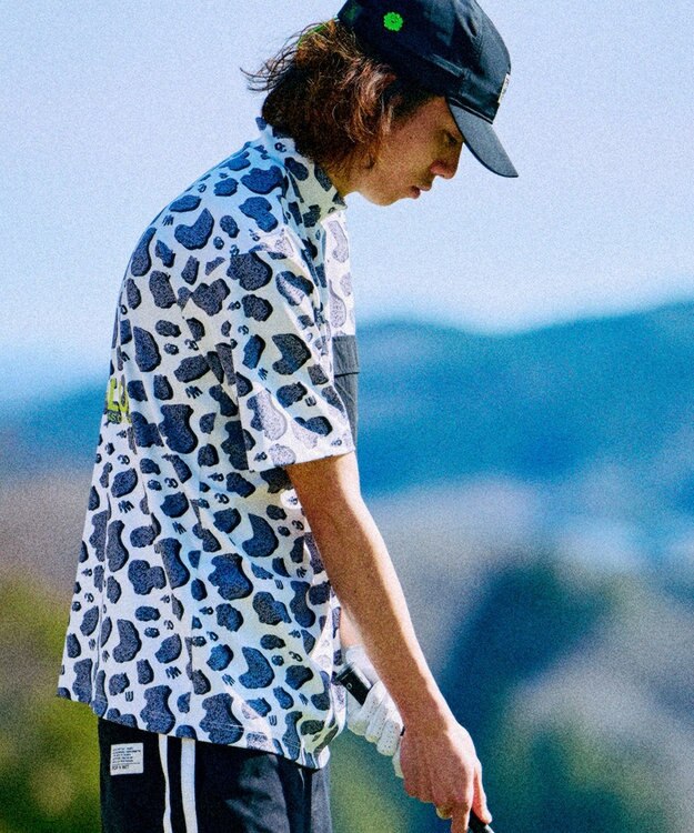 PW CIRCULUS 【UV遮蔽率99.5%  UVカット/速乾/ストレッチ】【MEN】アニマルドットポケットモックT ゴルフ ブラック系5