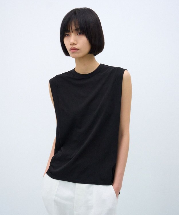 ATON SHRINK FRESCA JERSEY | スリーブレスプルオーバー BLACK