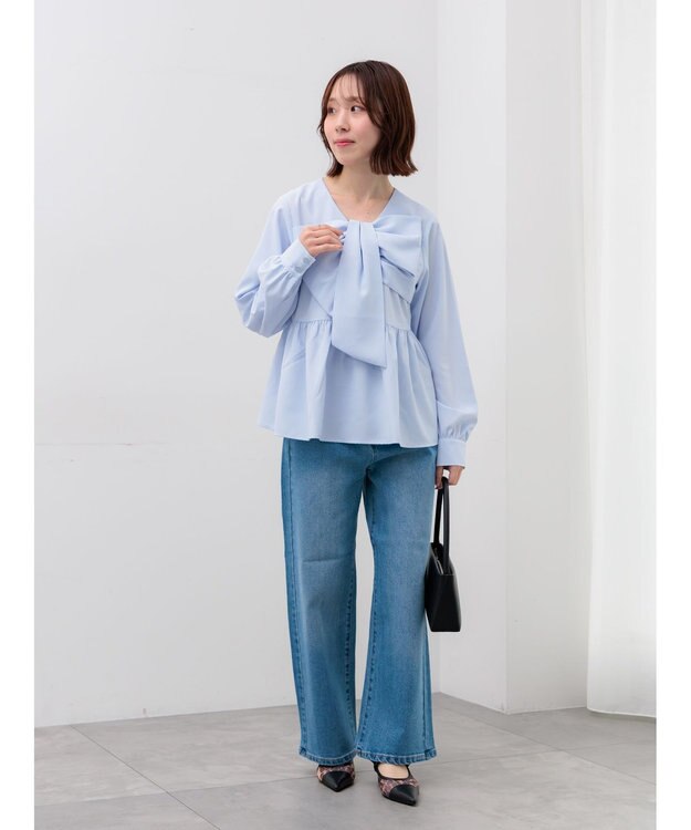 Te chichi ストレートデニムパンツ サックスブルー