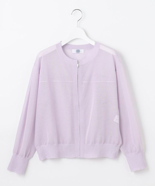 J.PRESS LADIES 【洗える】SHEER LIGHT ニット ブルゾン ラベンダー系