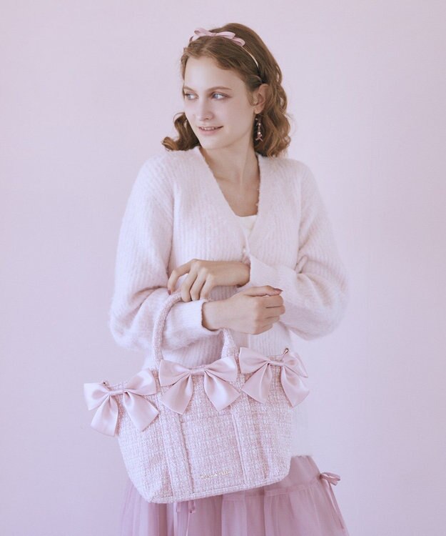 Maison de FLEUR ピンクマニアボリュームリボン2WayトートMバッグ Pink