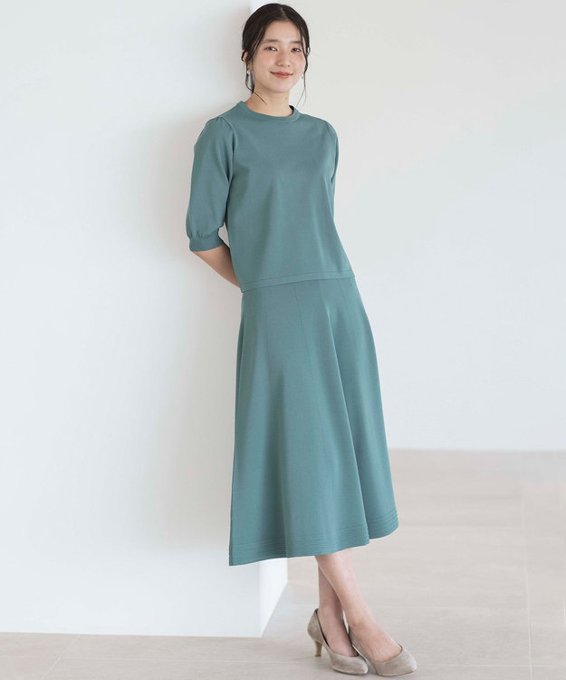 組曲 【セットアップ着用可・WEB限定カラーあり】MINA ニットフレアスカート グリーン系