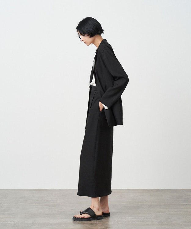 ATON HEAVY HEMP | タックストレートスカート BLACK