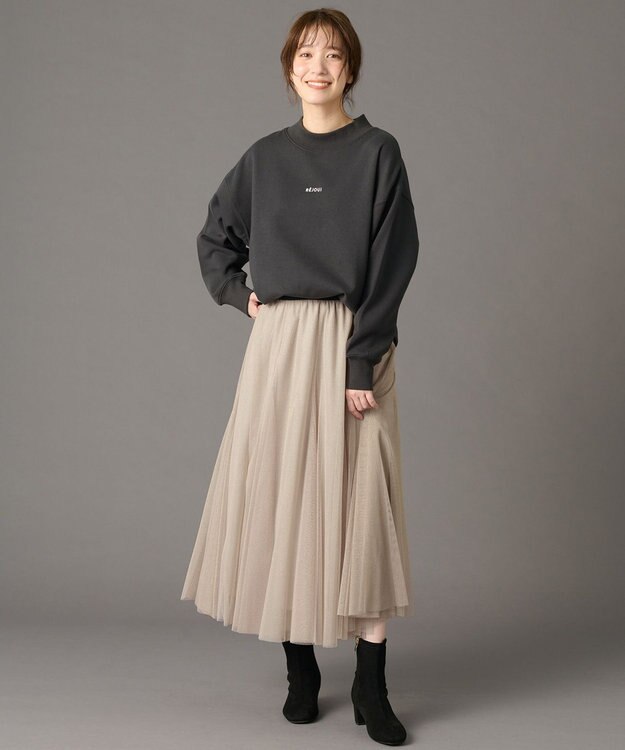 ANY 【ウエストゴム】ラメチュールキラキラスカート ゴールド