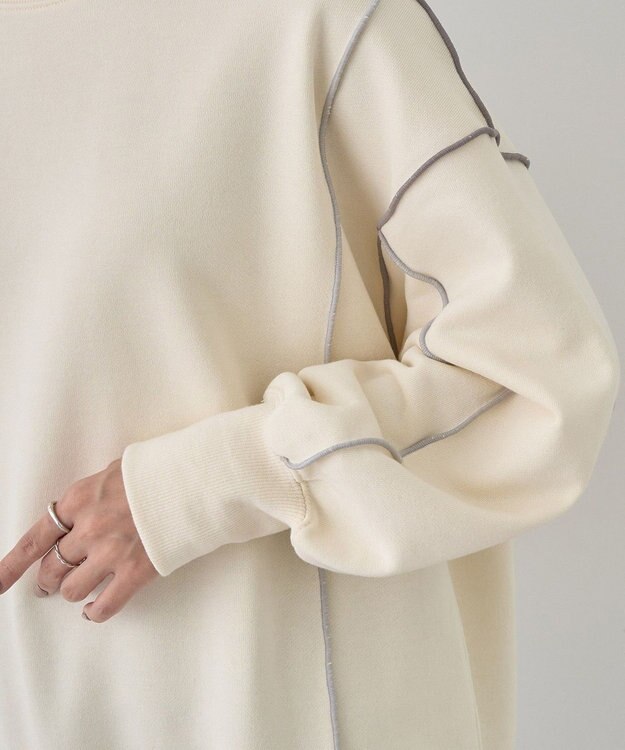 earth music&ecology 配色ルーズチュニック Ivory