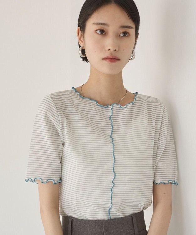 WEGO 【ANGIE VINTAGE】シアーボーダーメロウトップス グレーボーダー